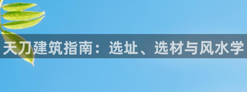 先锋娱乐扑克：天刀建筑指南：选址、选材与风水学